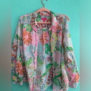 Lilly Pulitzer for Target Floral Button-Up Shirt Nosey Posey 1X preppy resort